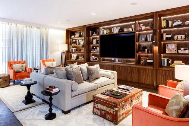 Circus West Village Battersea Power Station Sw11 London Riverhouse Residents Lounge Library Bookcase Tv Seating Luxury Ame...