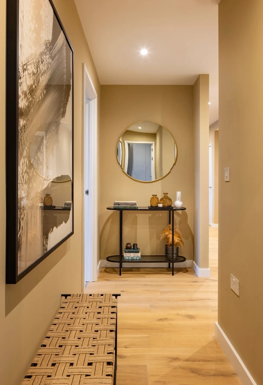 Ebury Sw1 Sw1w Westminster London 2 Bed Apartment Entrance Hallway Hardwood Floors Gold Mirror Console Table
