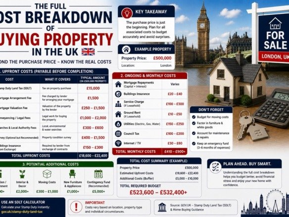 Full cost breakdown of buying property in the UK including stamp duty legal fees mortgage costs and additional expenses in London