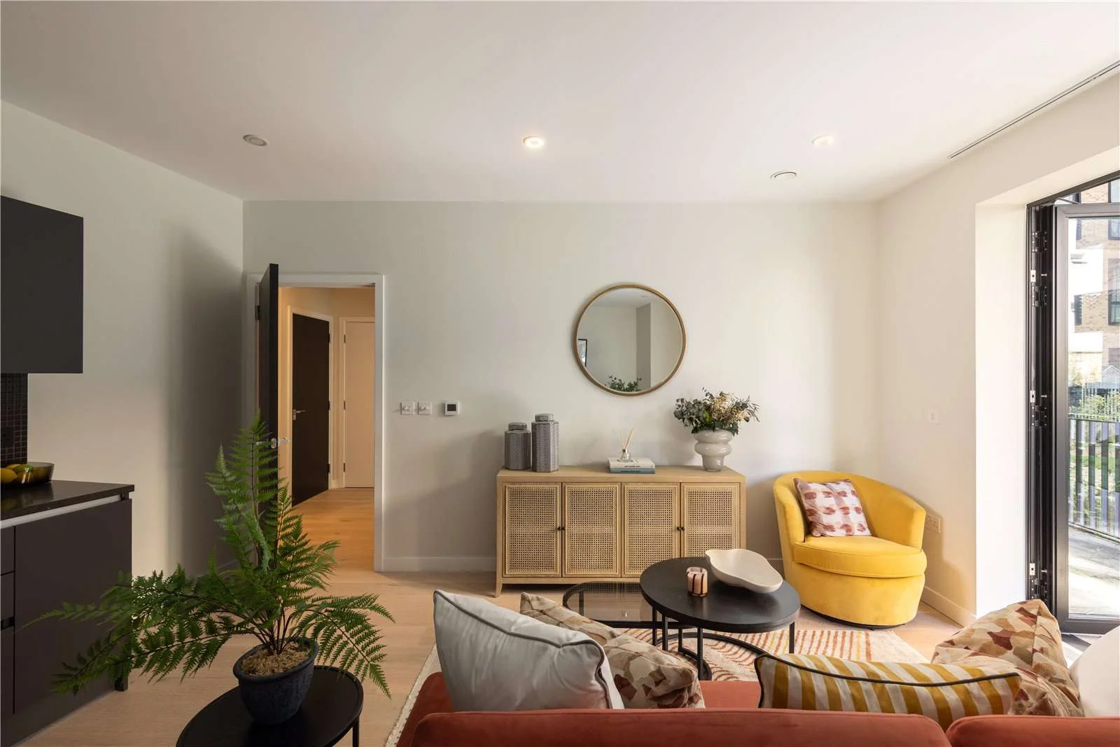 Hanwell Square Hanwell W7 1 Bed Living Room Yellow Armchair Round Mirror