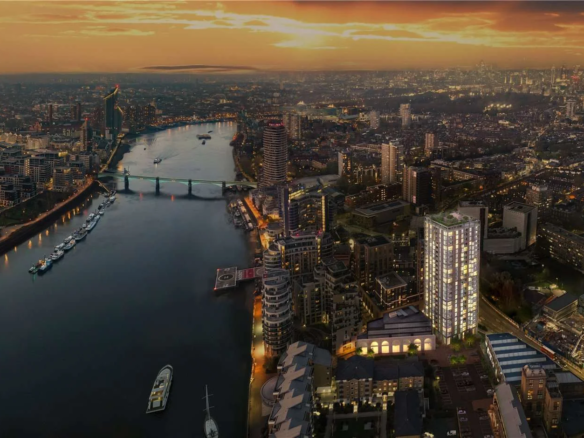 Hilight 100 York Road Battersea London Sw11 Aerial View Development Battersea Thames Riverside