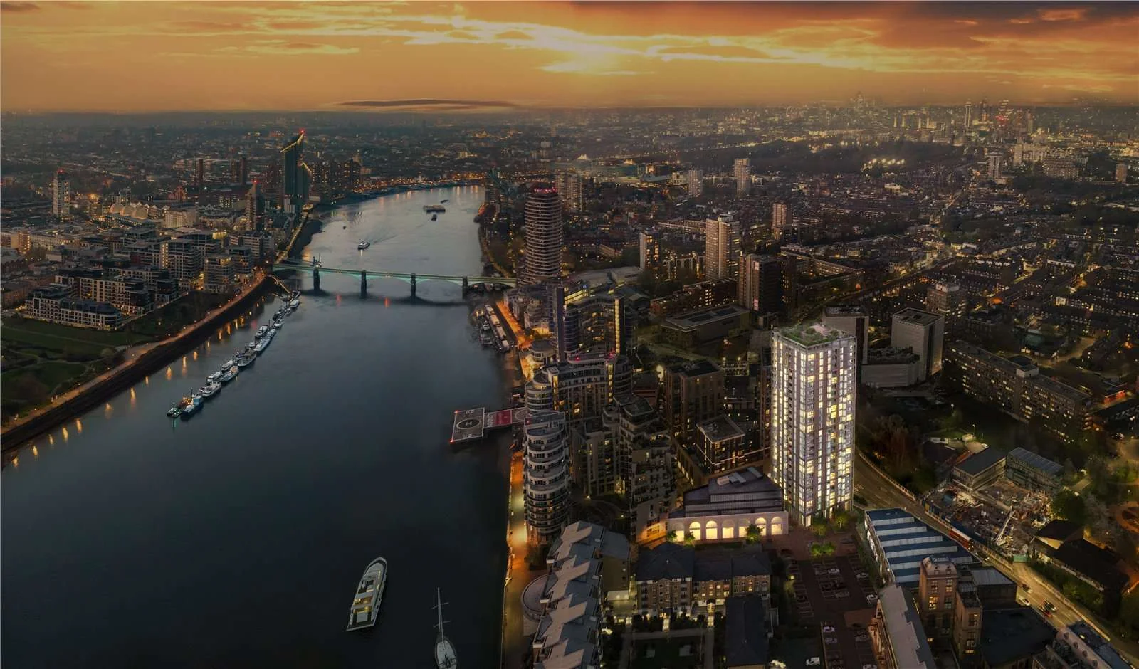 Hilight 100 York Road Battersea London Sw11 Aerial View Development Battersea Thames Riverside