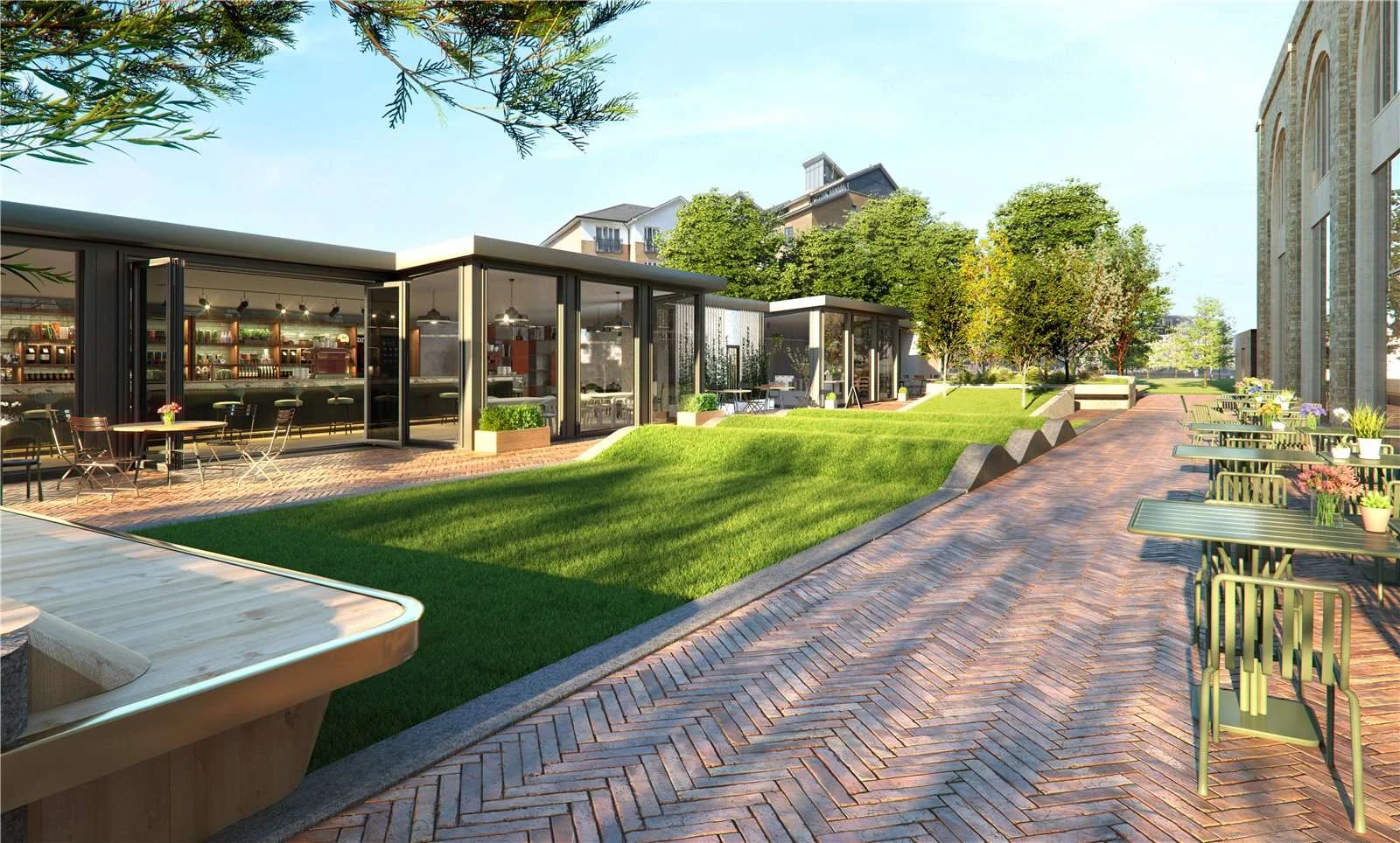 Hilight 100 York Road Battersea London Sw11 Communal Gardens Outdoor Cafe Landscaped Grounds