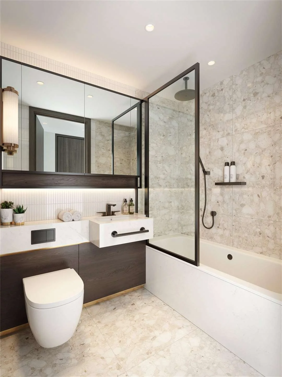 Hilight 100 York Road Battersea London Sw11 En Suite Bathroom Bath Rainfall Shower Terrazzo Tiles