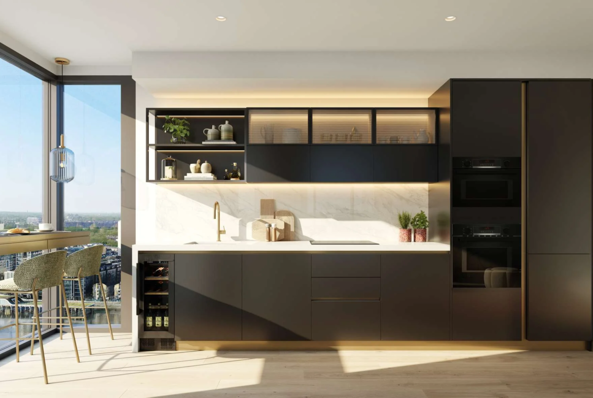 Hilight 100 York Road Battersea London Sw11 Luxury Kitchen Integrated Appliances Wine Cooler City Views
