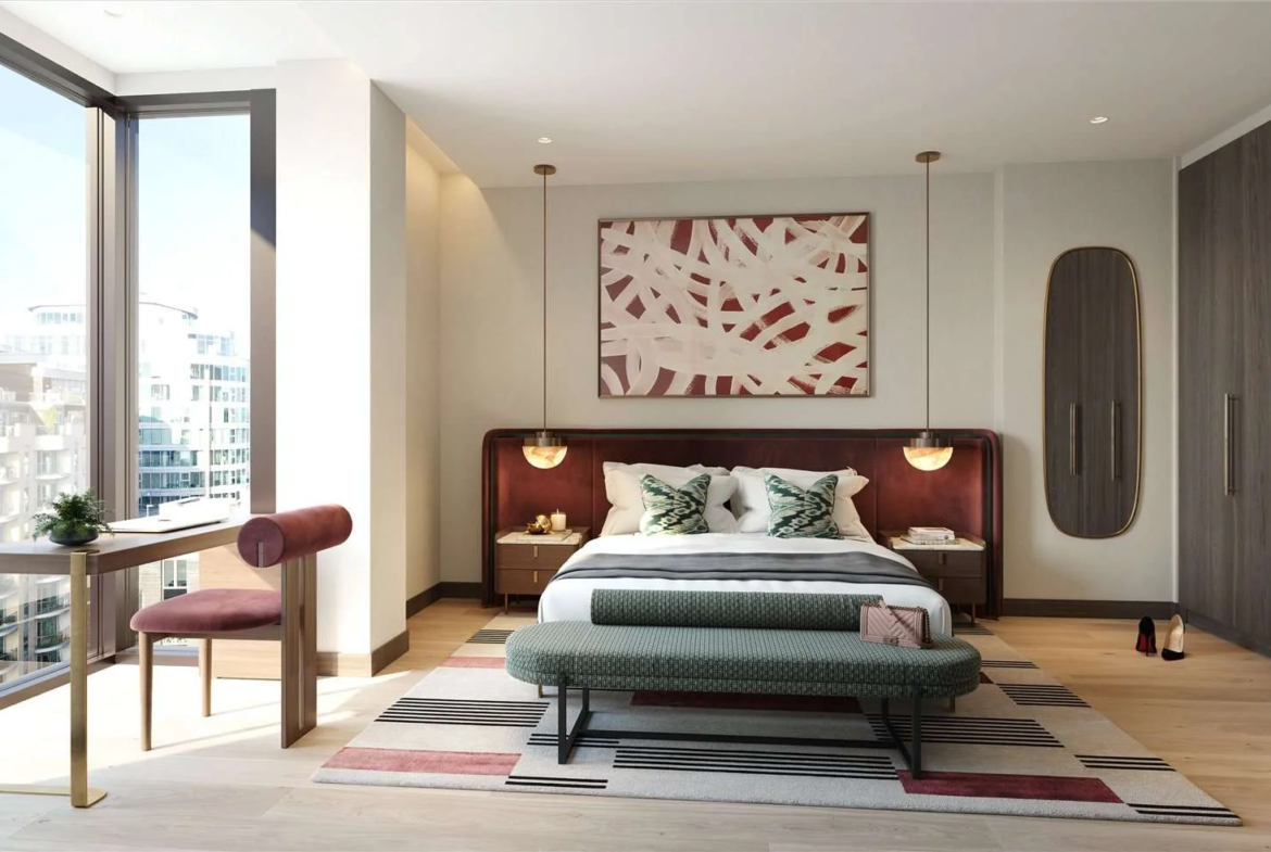 Hilight 100 York Road Battersea London Sw11 Master Bedroom Fitted Wardrobes Floor To Ceiling Windows
