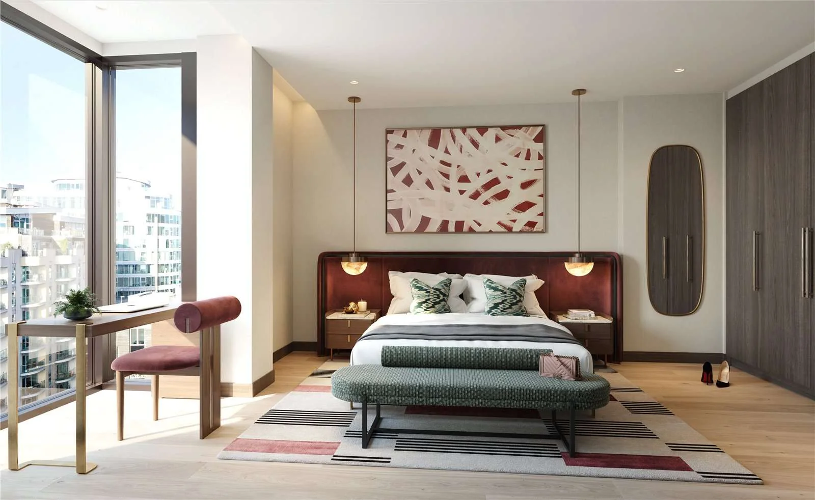 Hilight 100 York Road Battersea London Sw11 Master Bedroom Fitted Wardrobes Floor To Ceiling Windows