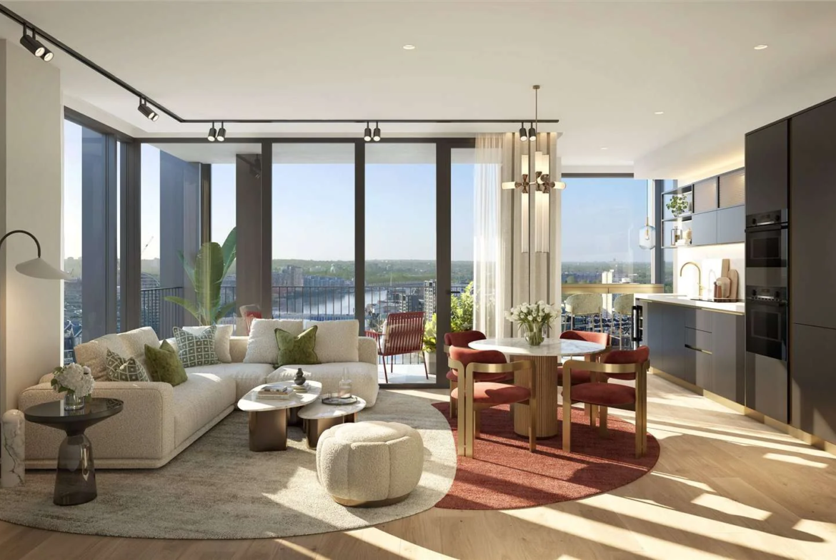 Hilight 100 York Road Battersea London Sw11 Open Plan Living Dining Room Thames Balcony Views