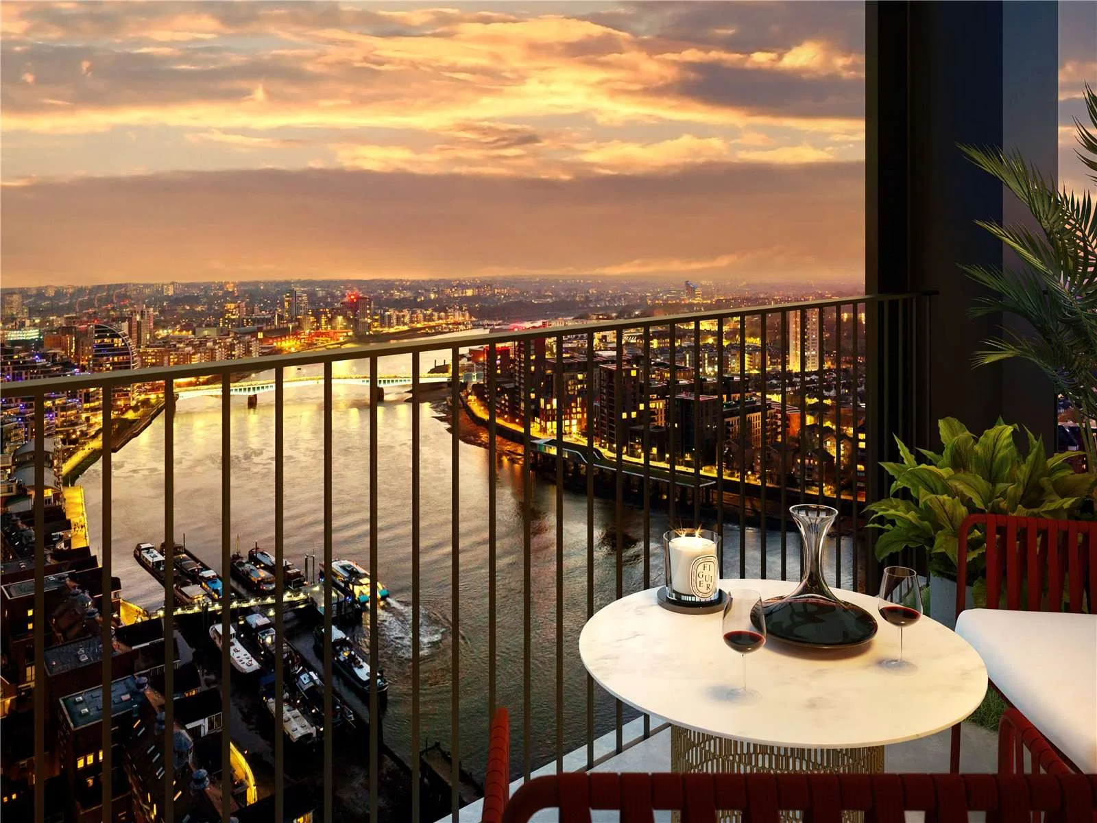 Hilight 100 York Road Battersea London Sw11 Private Balcony Sunset Thames River London Skyline Night