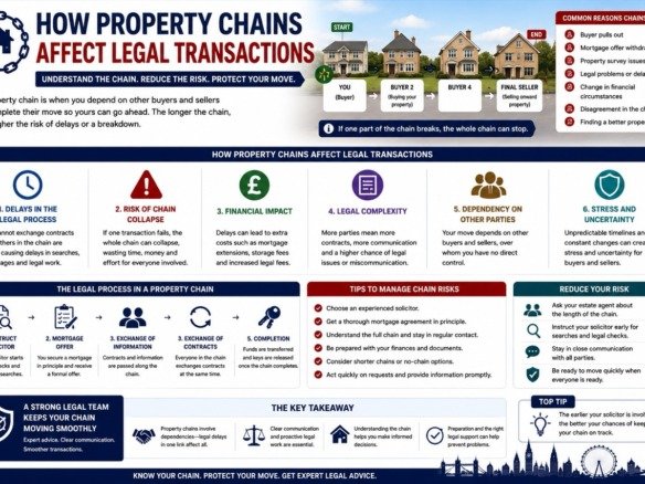 How property chains affect legal transactions in the UK including chain collapse delays legal risks and completion issues