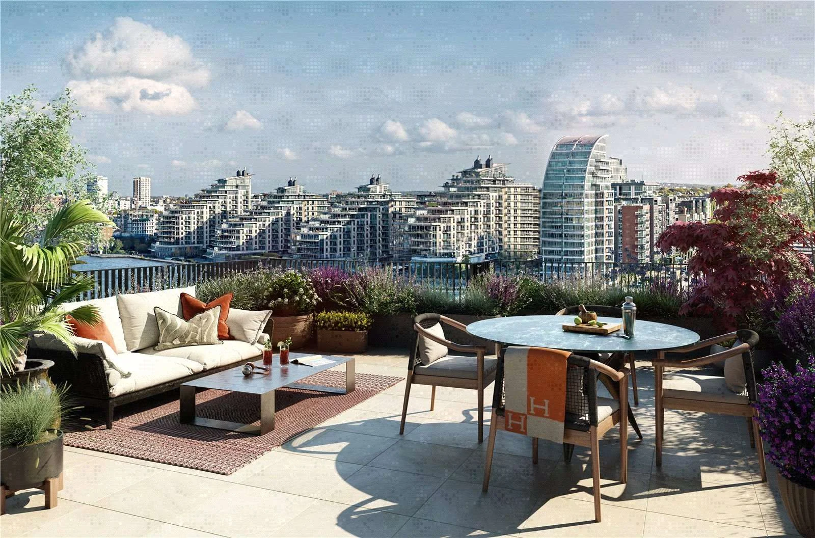 Hurlingham Waterfront Sw6 2tz London Penthouse Rooftop Terrace Hot Tub Thames Sunset View Cgi
