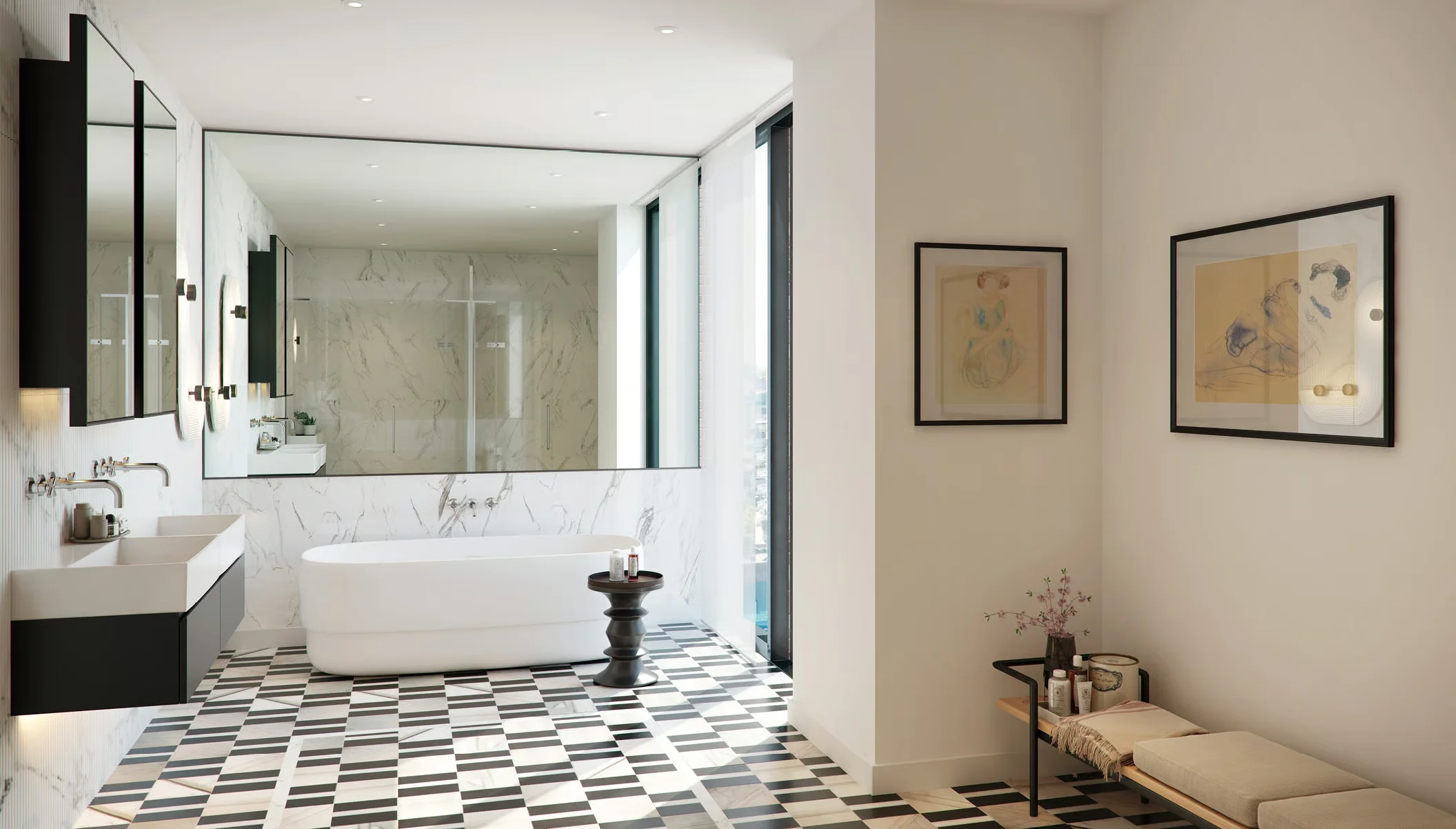 Hurlingham Waterfront Sw6 London Open Plan Living Dining Room Terrace View Cgi