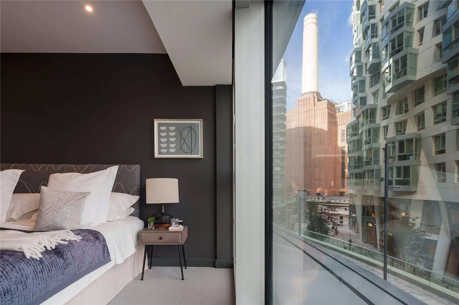 Koa Electric Boulevard Battersea Sw11 2bed Apartment Bedroom Power Station Chimney View London
