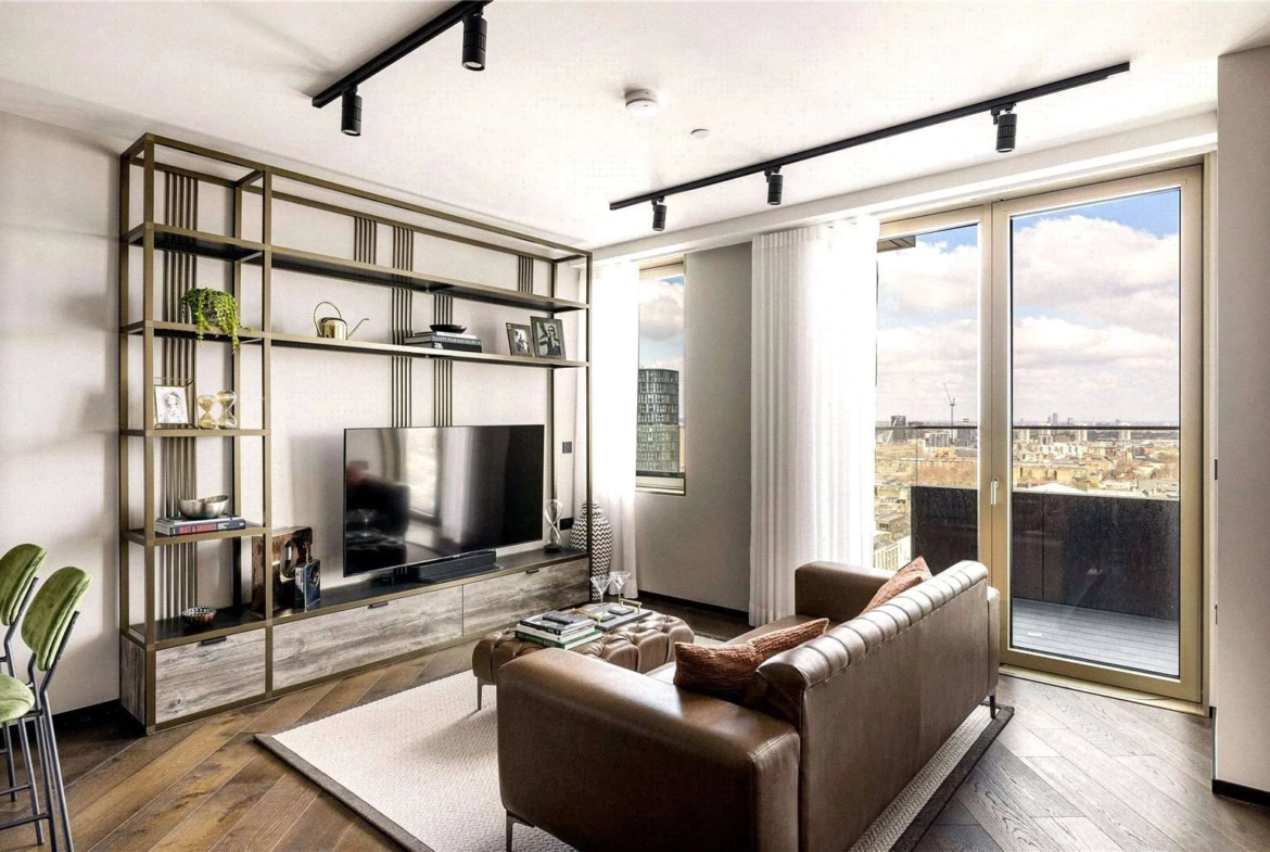 Living Room Balcony London Skyline The Stage Shoreditch Ec2a