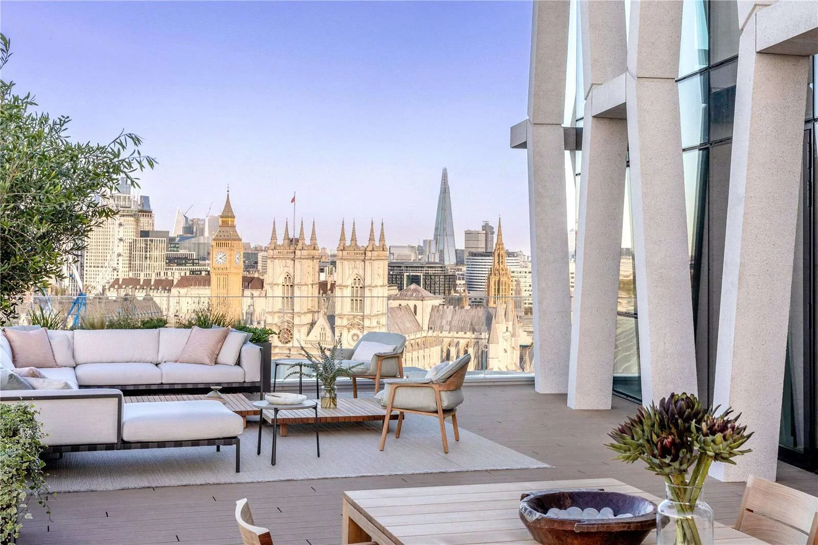 London The Broadway Westminster Sw1h Rooftop Terrace Westminster Abbey Shard Dusk