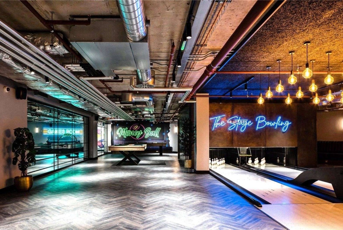 London The Stage Bowling Alley Games Room Residents Amenities Shoreditch Ec2a