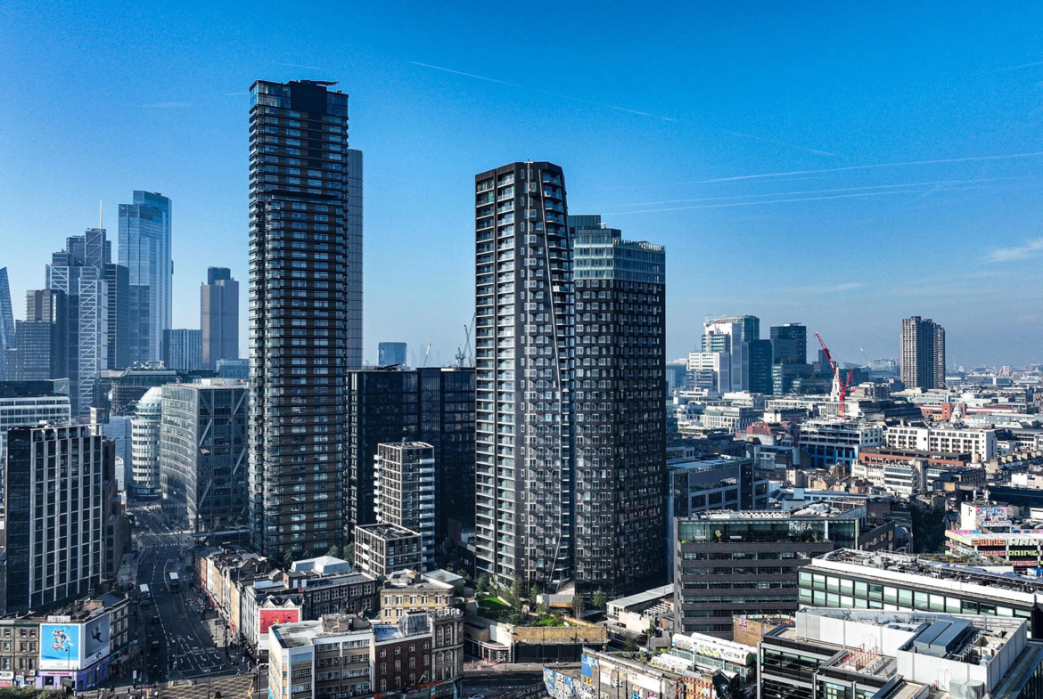 London The Stage Shoreditch Aerial City Skyline Ec2a