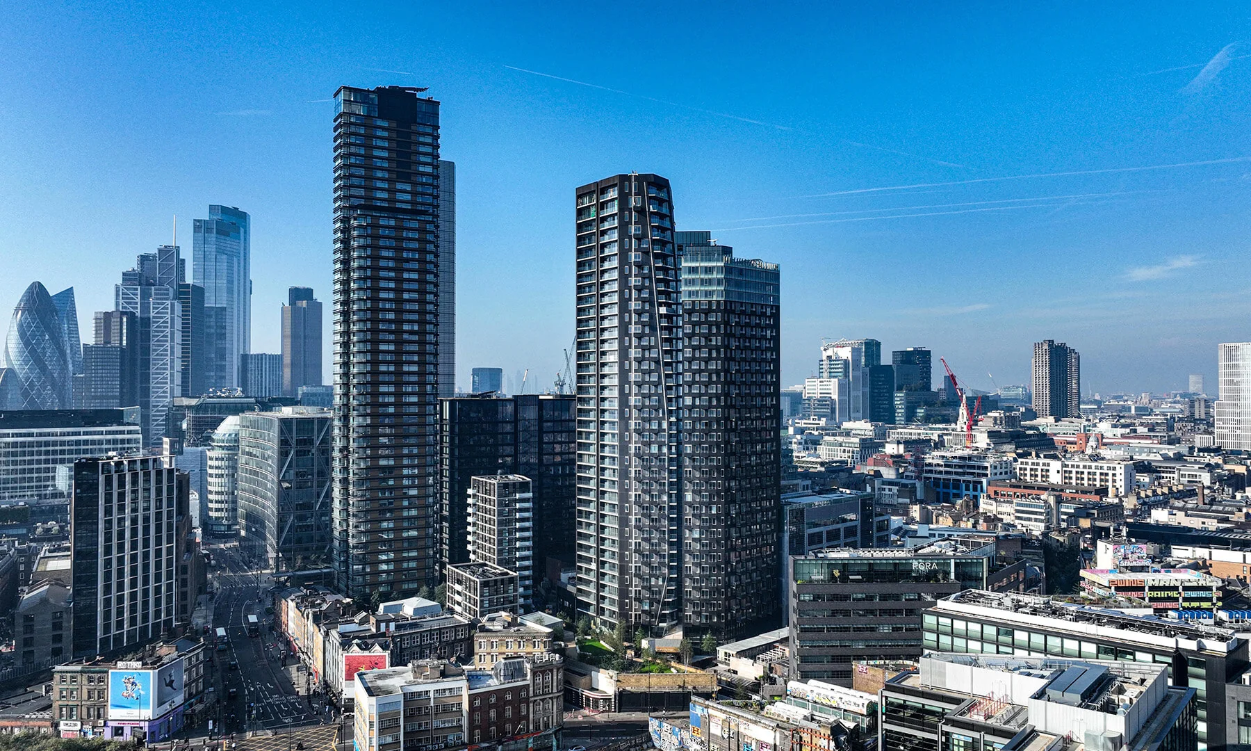 London The Stage Shoreditch Aerial City Skyline Ec2a