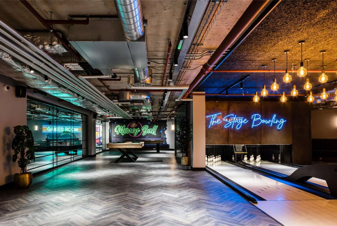 London The Stage Shoreditch Bowling Alley Games Room Ec2a