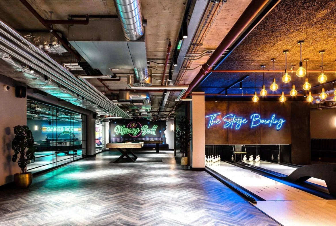 London The Stage Shoreditch Ec2a Residents Bowling Alley Games Room