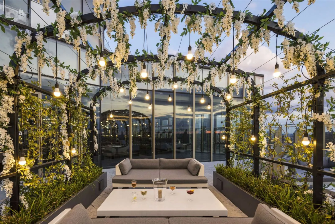 London The Stage Shoreditch Rooftop Garden Terrace Pergola Ec2a