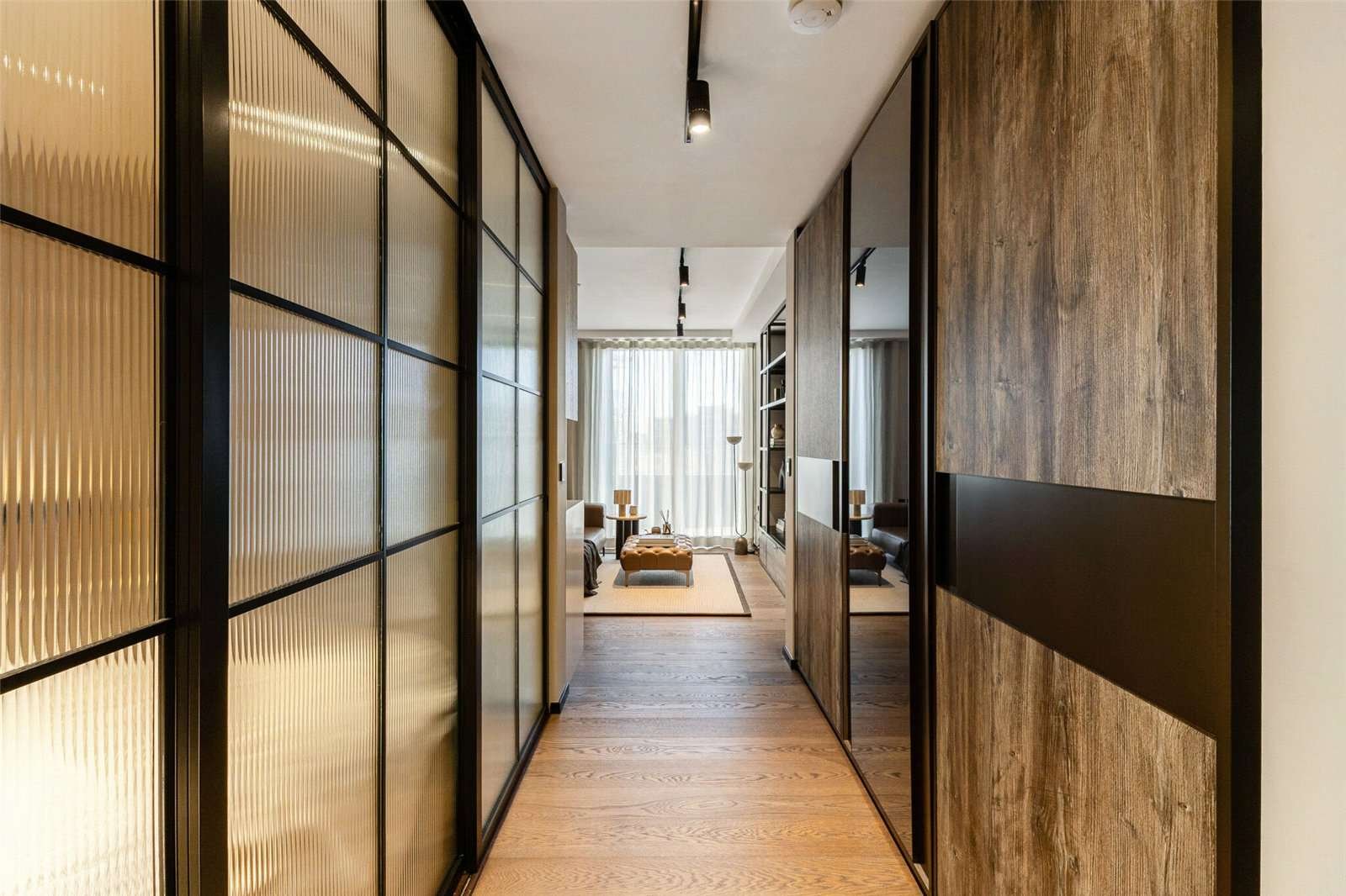 london-the-stage-studio-apartment-crittall-sliding-screen-hallway-ec2a London The Stage Studio Apartment Crittall Sliding Screen Hallway Ec2a