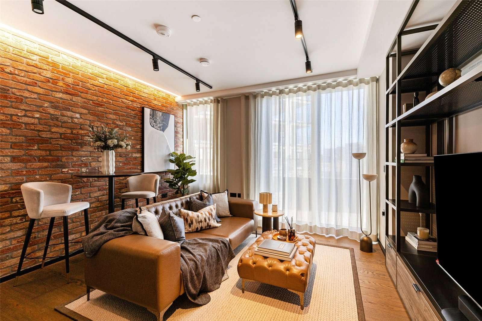 london-the-stage-studio-apartment-living-room-exposed-brick-shoreditch-ec2a London The Stage Studio Apartment Living Room Exposed Brick Shoreditch Ec2a