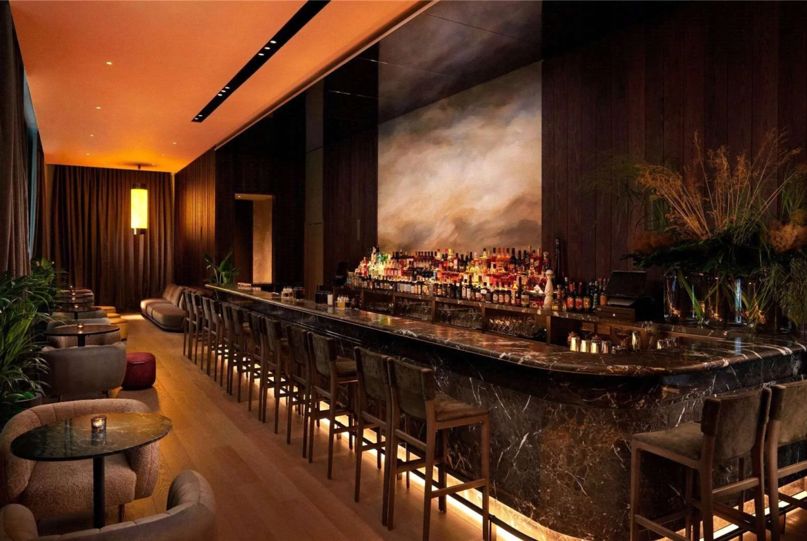 One Bishopsgate Plaza Houndsditch City Of London Ec3a Pan Pacific Cocktail Bar Marble Counter