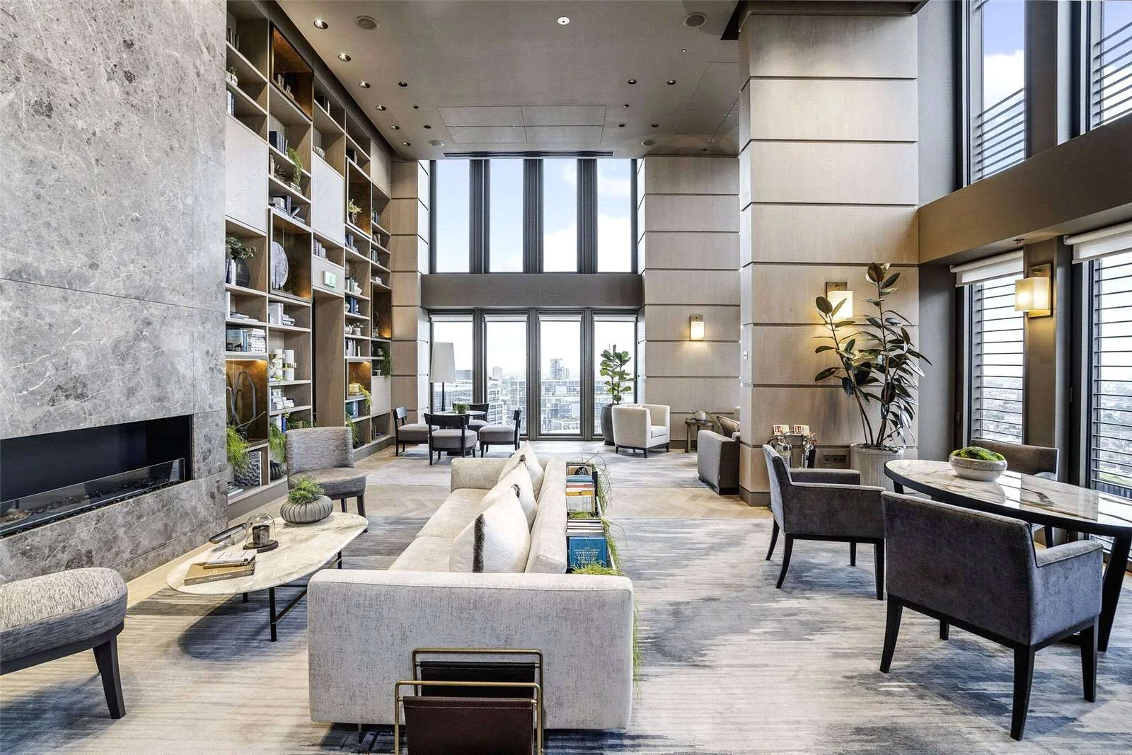 One Bishopsgate Plaza Houndsditch City Of London Ec3a Sky Residents Lounge City Views Fireplace