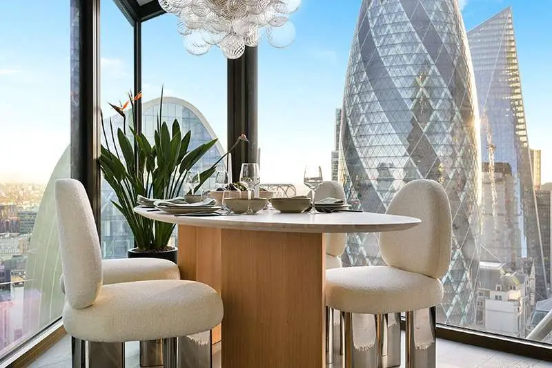 One Bishopsgate Plaza London Ec3a Dining Area Gherkin View 23rd Floor