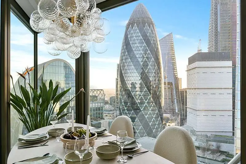 One Bishopsgate Plaza London Ec3a Dining Room City Skyline View