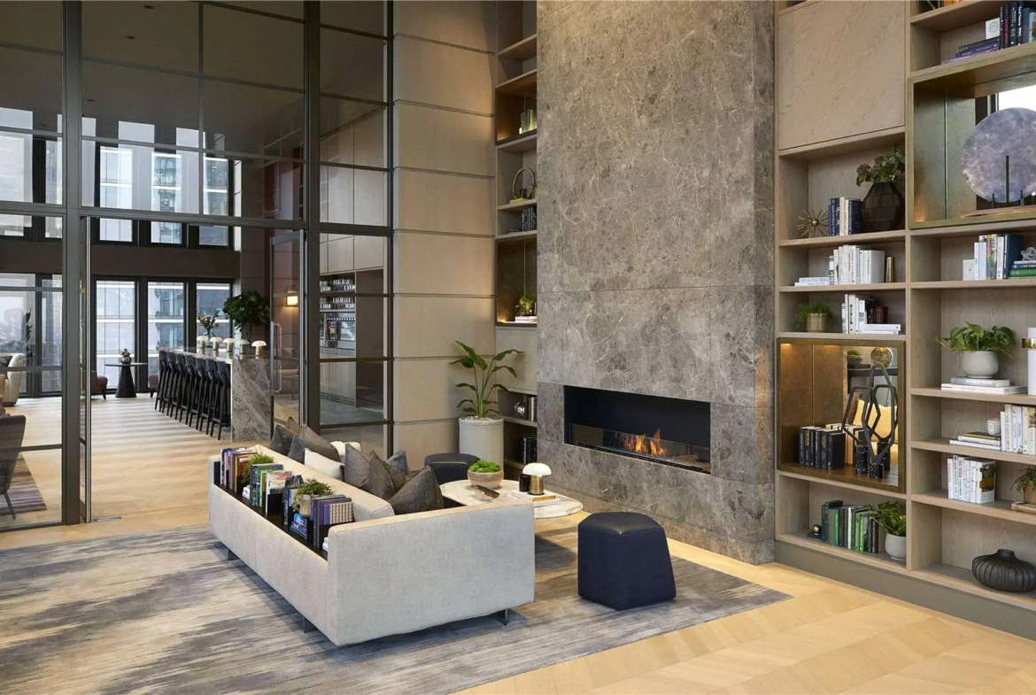One Bishopsgate Plaza London Ec3a Residents Lounge Fireplace