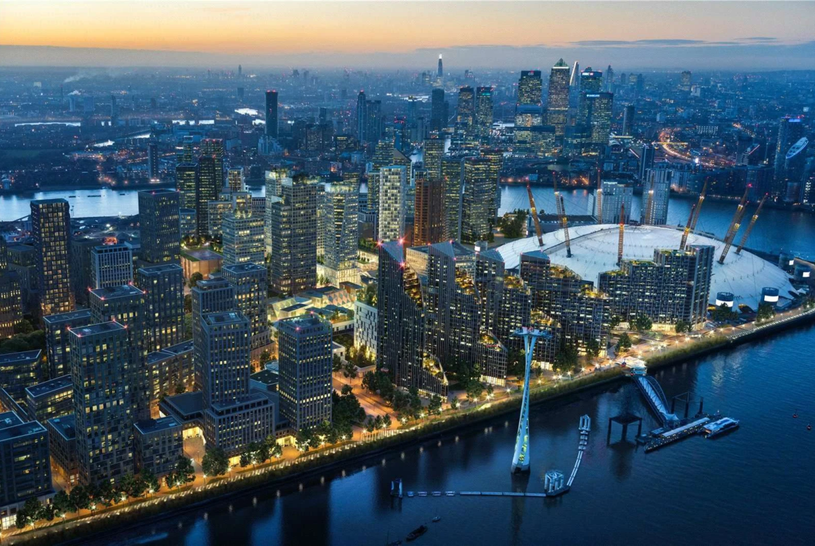 Peninsula Gardens Parkview Greenwich London Se10 Aerial Night O2 Arena Canary Wharf Thames