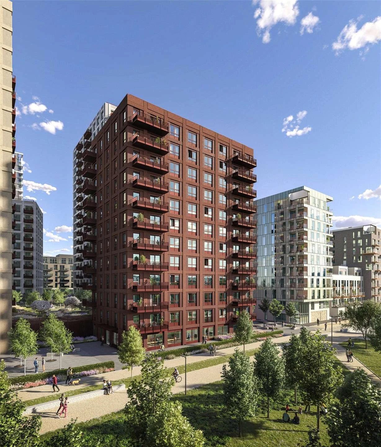 Peninsula Gardens Parkview Greenwich London Se10 Exterior Red Brick Balconies Landscaped Gardens