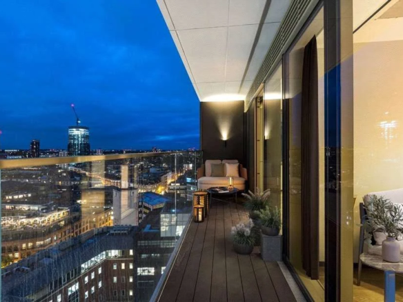 Private Balcony Night City Lights 20th Floor The Stage Shoreditch London Ec2a