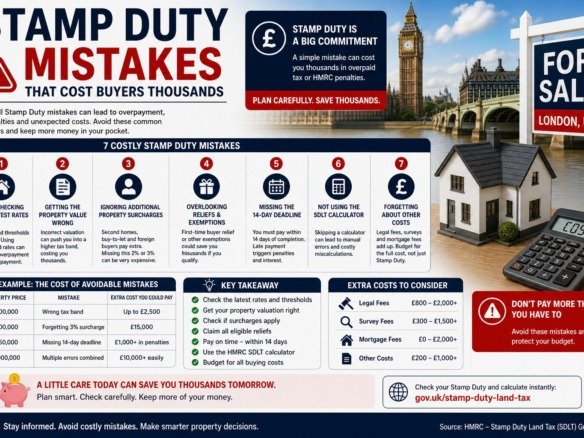 Stamp duty mistakes that cost buyers thousands in the UK including missed deadlines wrong tax bands and additional property surcharges
