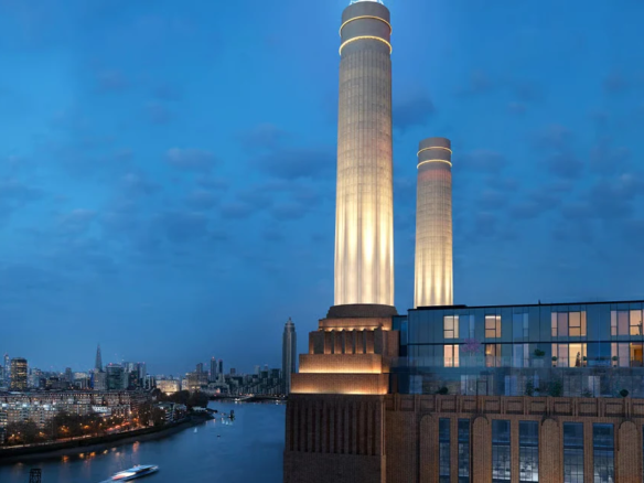 Switch House West Battersea Power Station Sw11 Duplex Entry Hall Wood Slat Panel Steel Stair Tropical Plant London