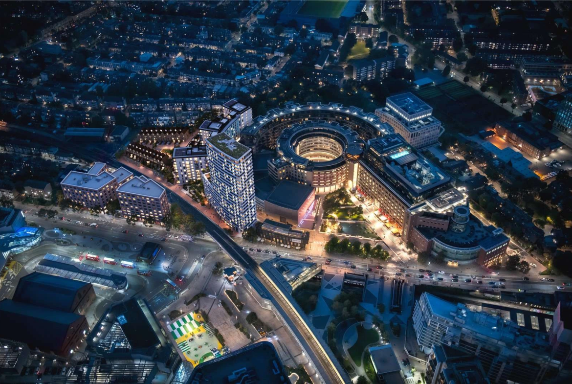 The Ariel Television Centre White City London W12 Aerial Night View Television Centre