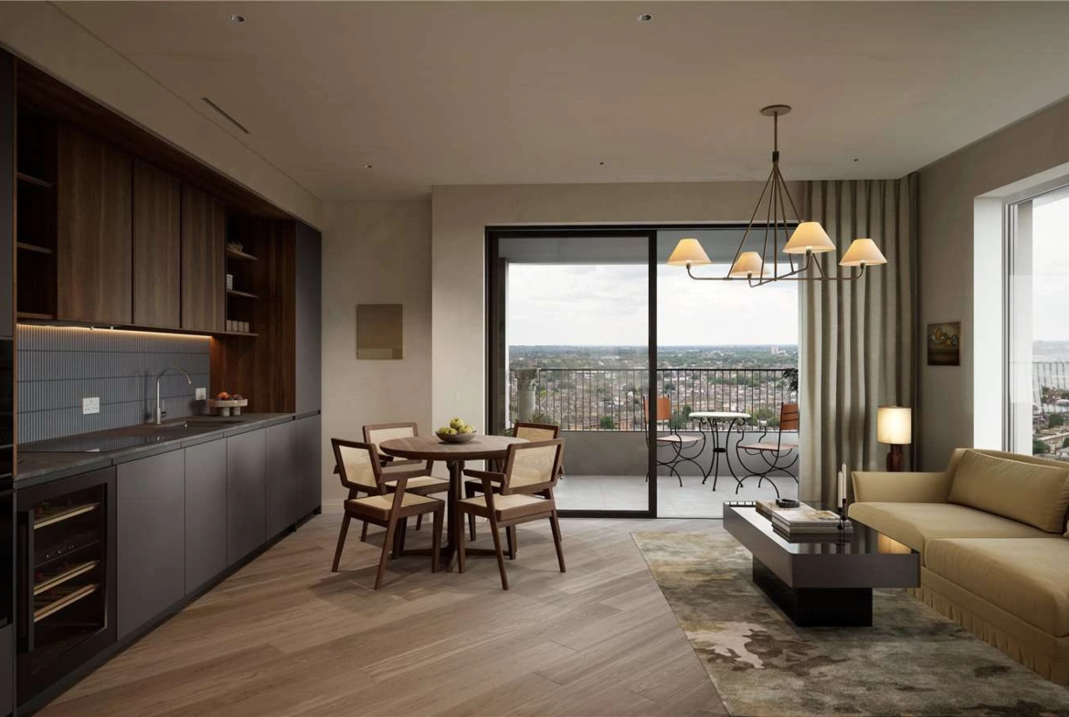The Ariel Television Centre White City London W12 Modern Kitchen Living Space Balcony