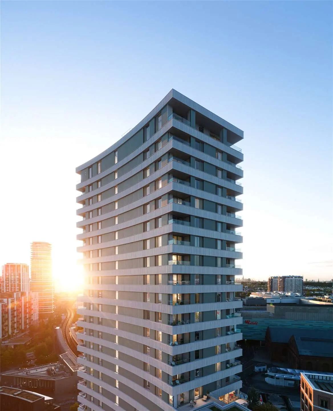The Ariel Television Centre Wood Lane White City W12 London 23 Storey Tower Exterior Sunset Ahmm Architecture