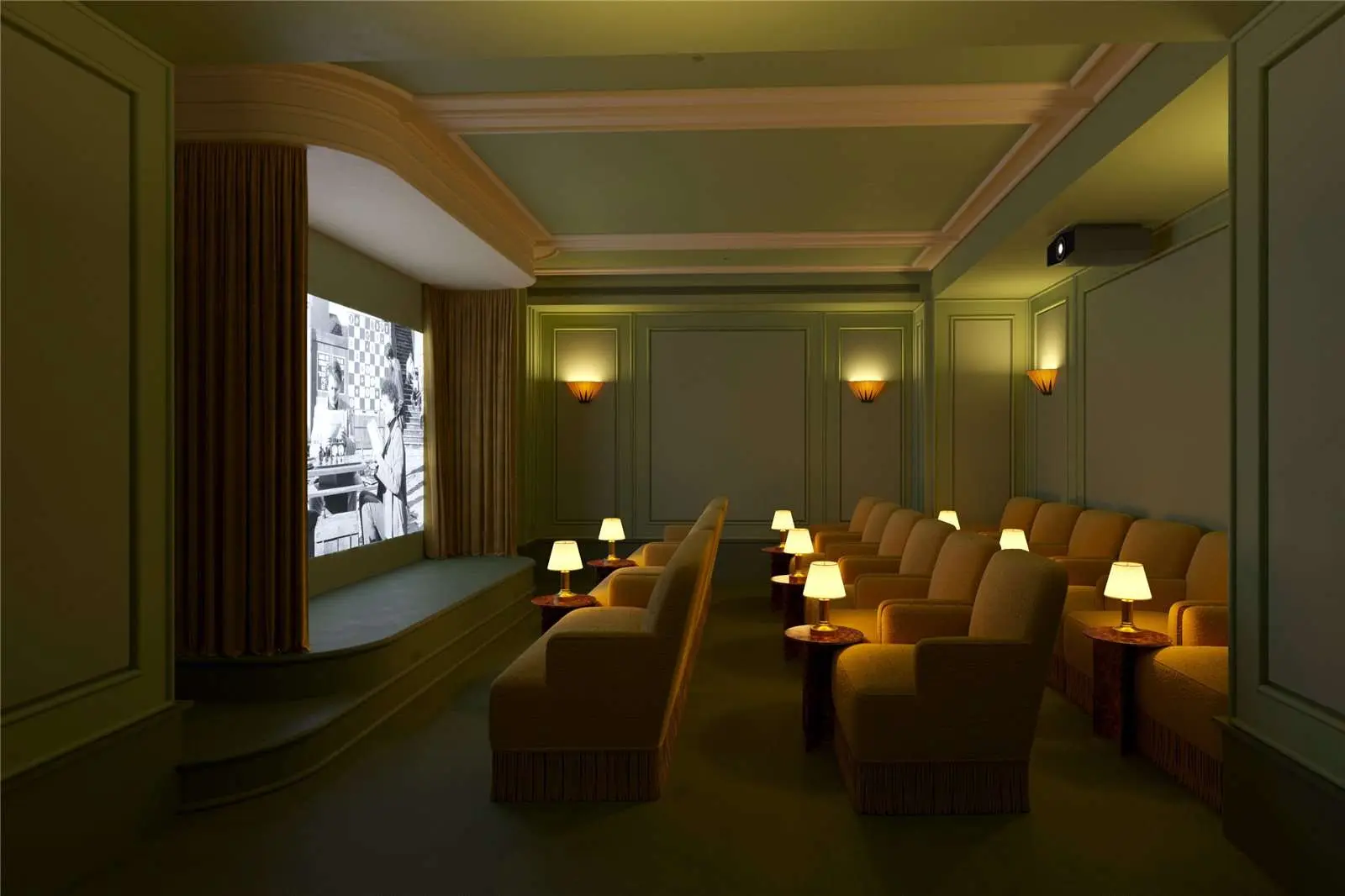 The Ariel Television Centre Wood Lane White City W12 London Private Cinema Screening Room Velvet Armchairs Residents