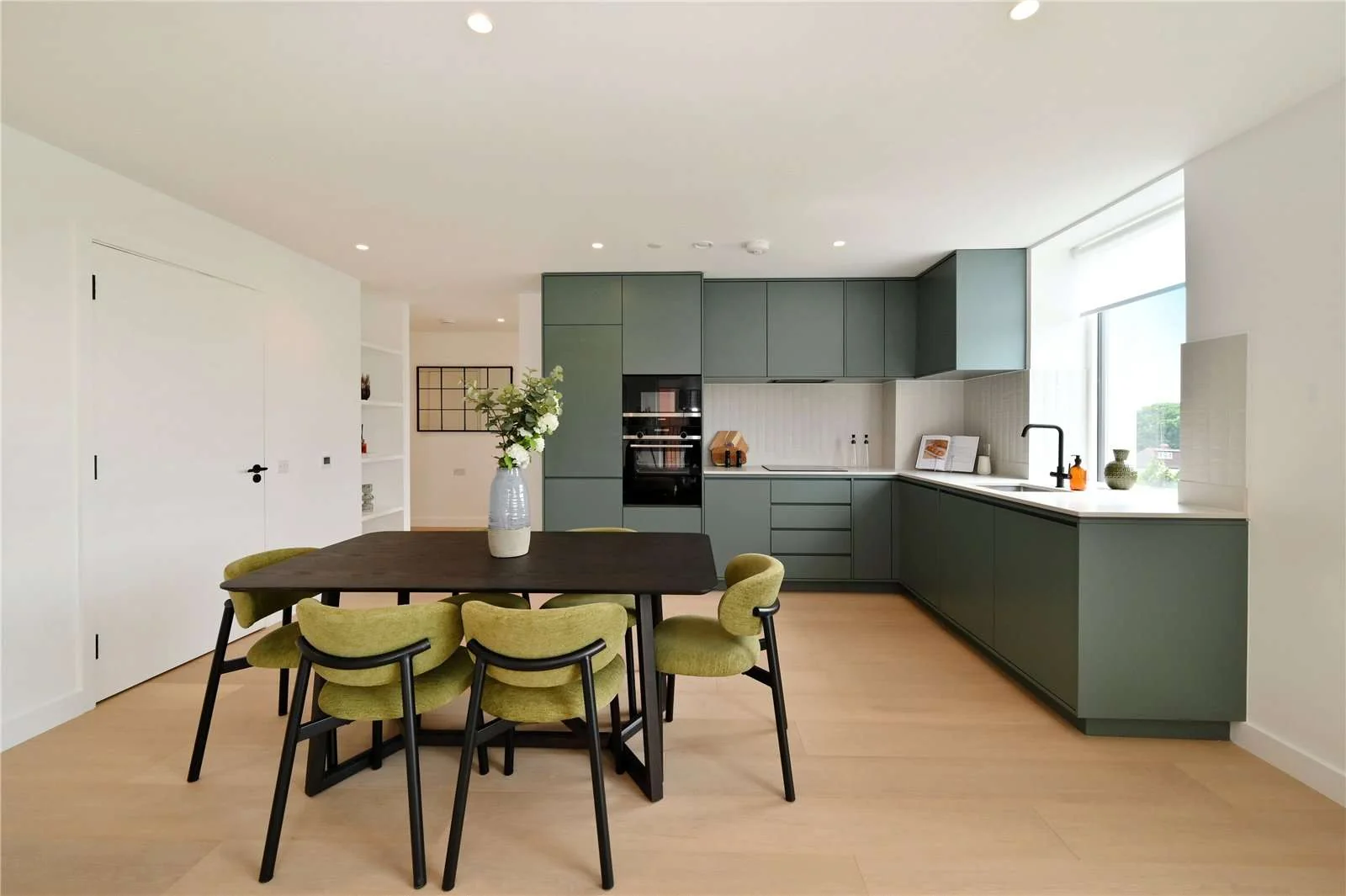 The Ashbee Brent Cross Town Nw2 Kitchen Green Cabinets Dining Area