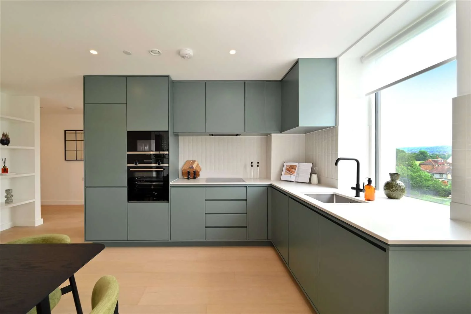 The Ashbee Brent Cross Town Nw2 Modern Kitchen Green Units Park View