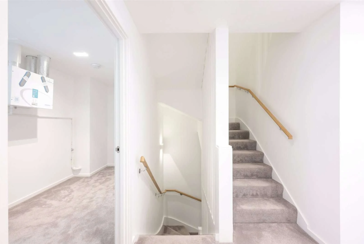 The Auria 2 Cantle Mews W10 Staircase Carpet Oak Handrail Three Storey Mews House