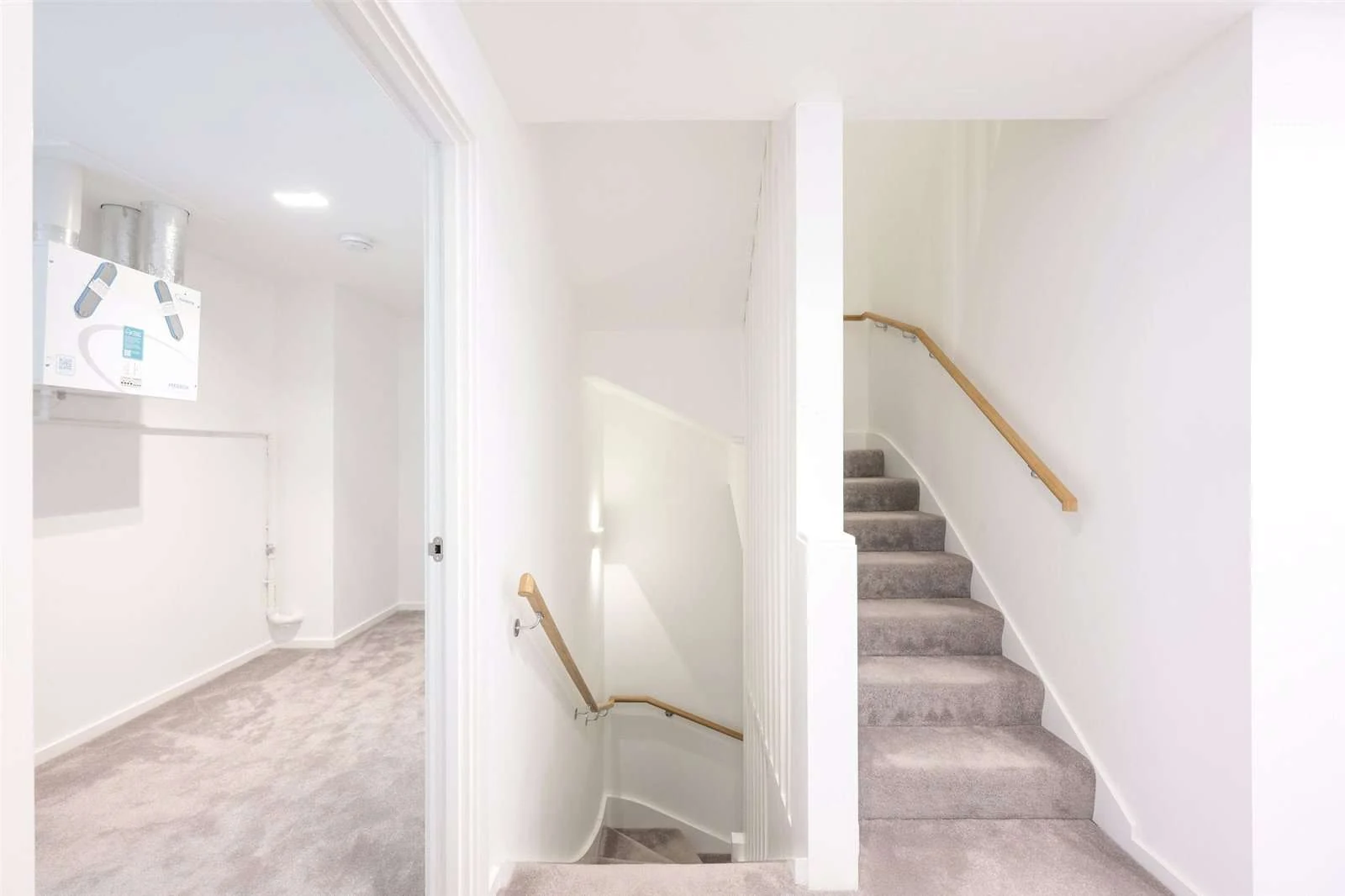 The Auria 2 Cantle Mews W10 Staircase Carpet Oak Handrail Three Storey Mews House