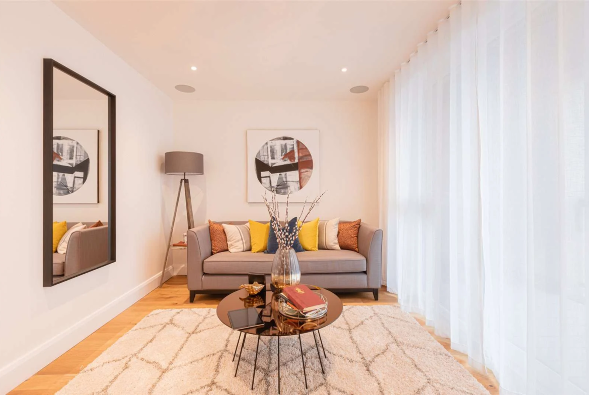 The Auria Portobello Square Ladbroke Grove W10 Lounge Sofa Large Mirror Oak Floor Development