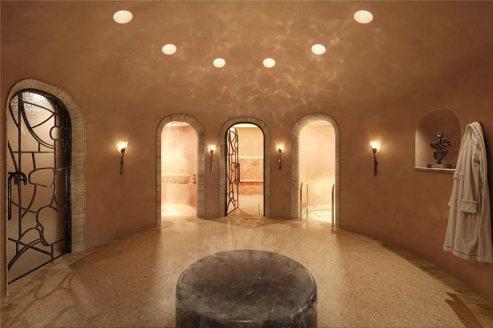 The Capston Embassy Gardens Nine Elms Sw11 London 2 Bed Apartment Spa Steam Room Sauna Marble Arches Terrazzo Floor Wellne...