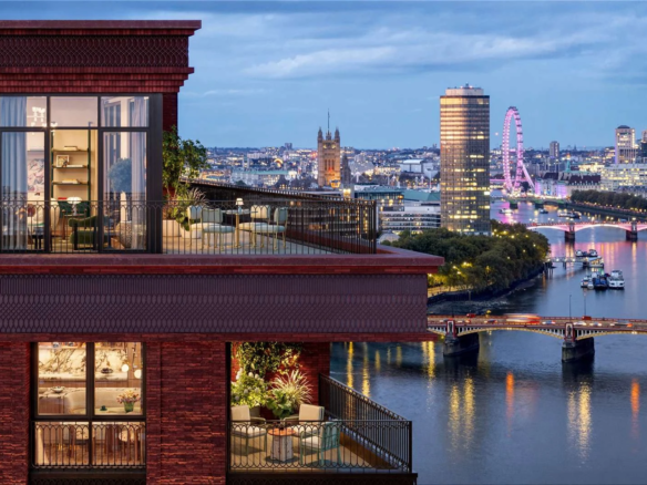 The Capston Embassy Gardens Nine Elms Sw11 London 2 Bedroom Apartment Night Balcony London Eye Parliament Thames River Views