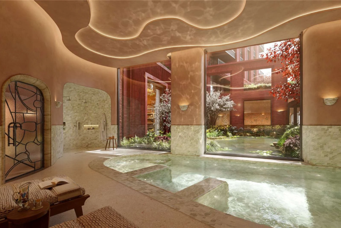 The Capston Embassy Gardens Nine Elms Sw11 London 2 Bedroom Apartment Spa Wellness Hot Tub Hammam Organic Curved Ceiling G...