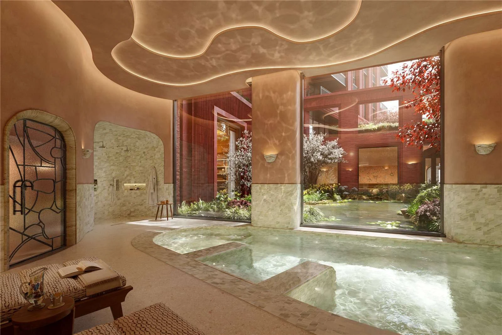 The Capston Embassy Gardens Nine Elms Sw11 London 2 Bedroom Apartment Spa Wellness Hot Tub Hammam Organic Curved Ceiling G...